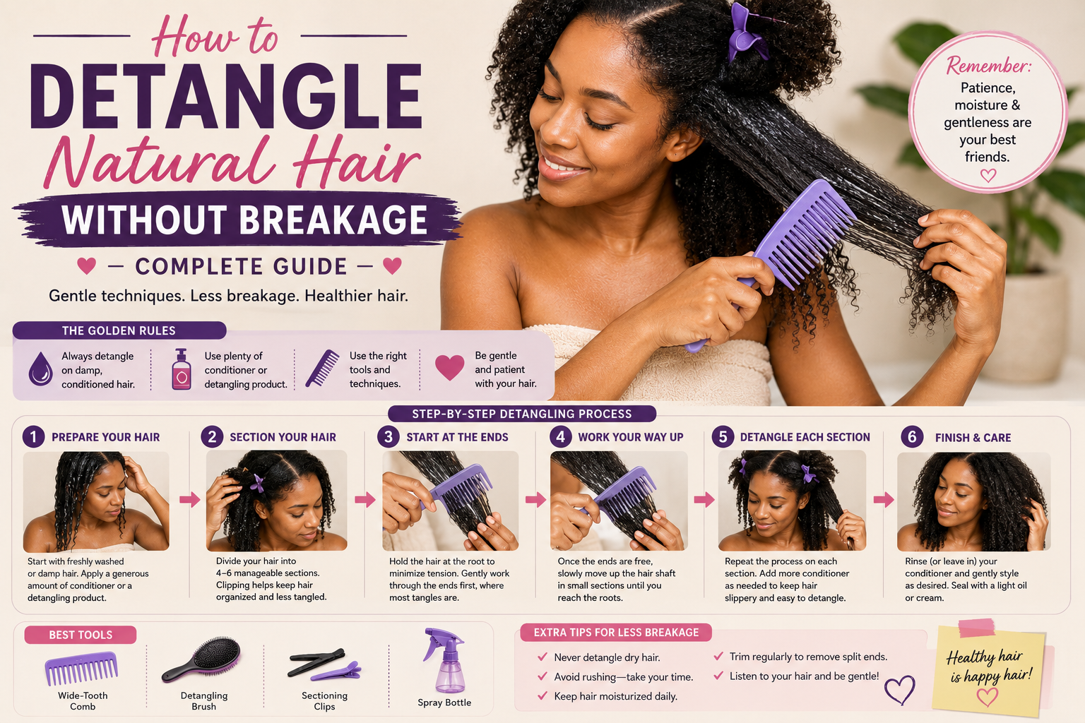 How to Detangle Natural Hair Without Breakage — Complete Guide