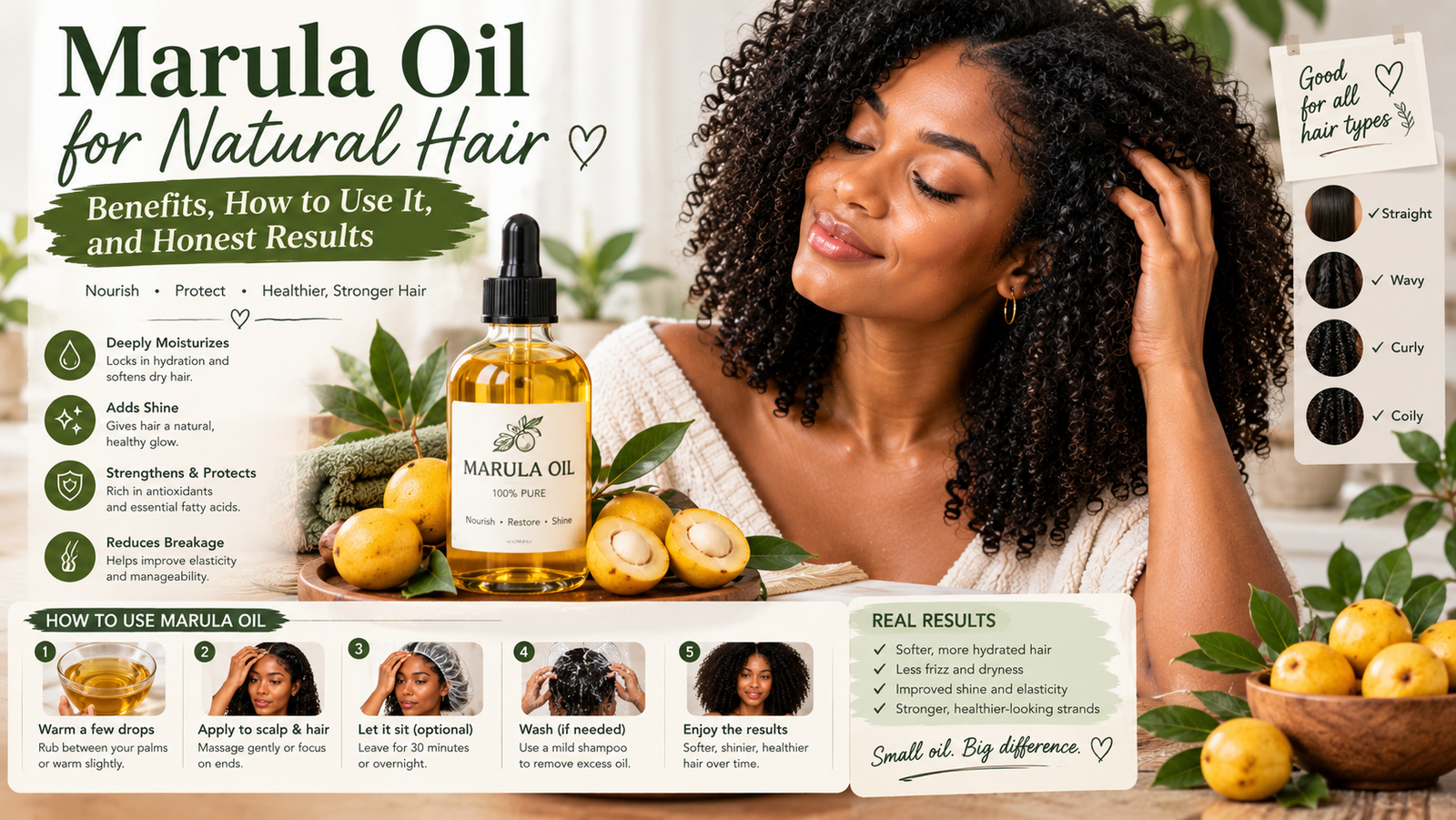 Marula Oil for Natural Hair — Benefits, How to Use It, and Honest Results natural hair care honest review 2026
